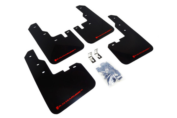Rally Armor 13-16 Toyota Rav4 UR Black Mud Flap w/ Red Logo