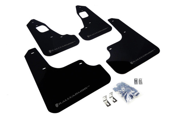 Rally Armor 2008-2015  Mitsubishi EVO X UR Black Mud Flap w/ Grey Logo