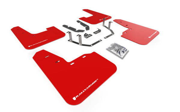 Rally Armor 2018-21 Ford Fiesta ST Mk8 Red Mud Flap w/ White Logo