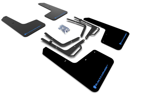 Rally Armor 17-19 Ford F-150 Raptor UR Black Mud Flap w/ Light Blue Logo