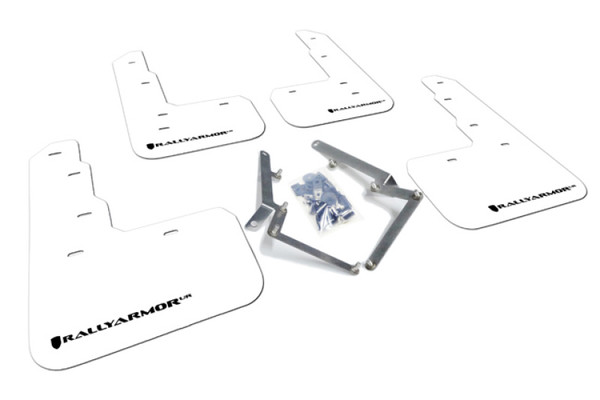 Rally Armor 17-18 Honda Civic Type R (Type R Only) UR White Mud Flap w/ Black Logo