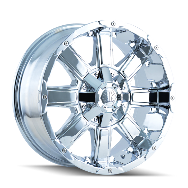Mayhem 8030 Chaos Chrome Wheel 20x12 | 8x165.1 BC (8x6.5) | -44 Offset - fits Ram 2500 1994-2026, Ram 3500 SRW 1994-2026, Chevrolet Silverado 2500 (pre-2011), Chevrolet Silverado 3500 (pre-2011), GMC Sierra 2500 (pre-2011), and 6 more