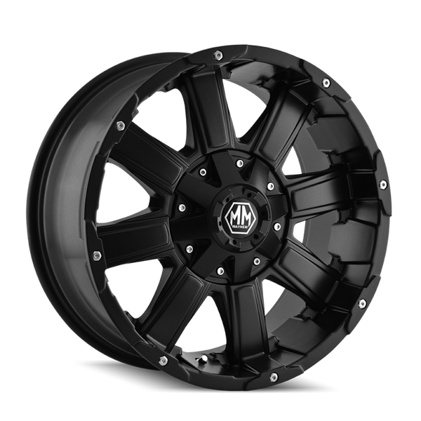 Mayhem 8030 Chaos Matte Black Wheel 20x9 | 8x180 BC | +18 Offset - fits Chevrolet Silverado 2500HD 2011-2026, Chevrolet Silverado 3500HD SRW 2011-2026, GMC Sierra 2500HD 2011-2026, GMC Sierra 3500HD SRW 2011-2026