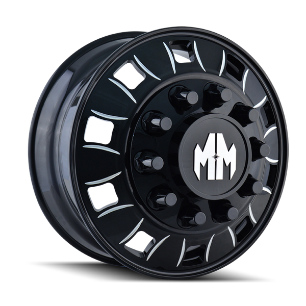 Mayhem 8180 BigRig Black Wheel 24.5x8.25 | 5x209.55 BC / 10x285.75 BC | +168 Offset - fits Ford F-450 1999-2026, Ford F-550 1999-2026, Ram 4500 2008-2026, Ram 5500 2008-2026
