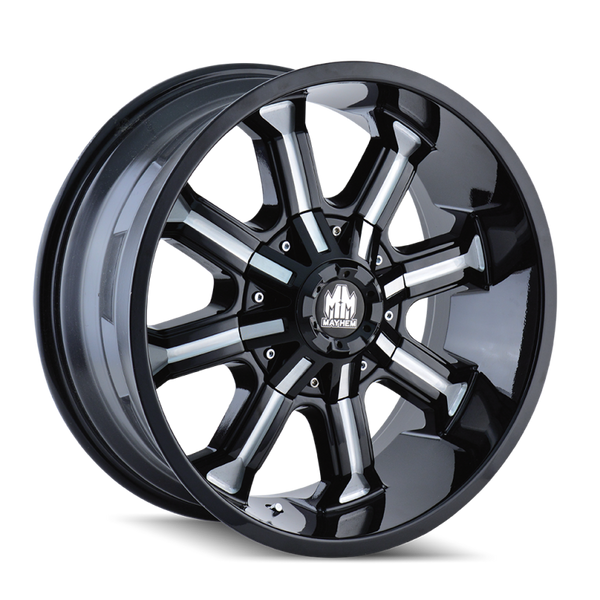 Mayhem 8102 Beast 18x9 / 5x114.3 BP / 18mm Offset / 87mm Hub Black w/ Milled Spokes Wheel