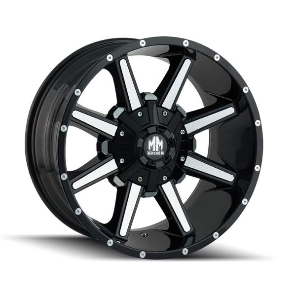 Mayhem 8104 Arsenal Black Wheel 20x9 | 8x165.1 BC (8x6.5) | +18 Offset - fits Ram 2500 1994-2026, Ram 3500 SRW 1994-2026, Chevrolet Silverado 2500 (pre-2011), Chevrolet Silverado 3500 (pre-2011), GMC Sierra 2500 (pre-2011), and 6 more