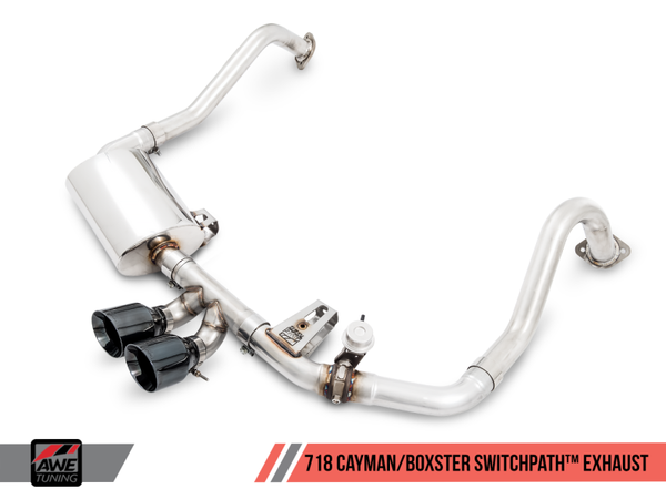 AWE Tuning Porsche 718 Boxster | Cayman SwitchPath Exhaust (PSE Only) | Diamond Black Tips | 3025-33020