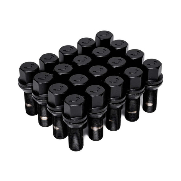 Vossen Lug Bolt - 14x1.5 - 28mm - 17mm Hex - Cone Seat - Black (Set of 20) (LUG-B1450-28-BC) - genuine Vossen wheel hardware, 14x1.5 thread pitch