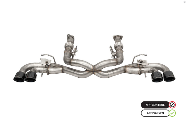 Corsa 2020-2024 Corvette C8 3in (Muffler Delete) Cat-Back 4.5in Black Quad Tips - Deletes NPP / Retains AFM - 21106BLK