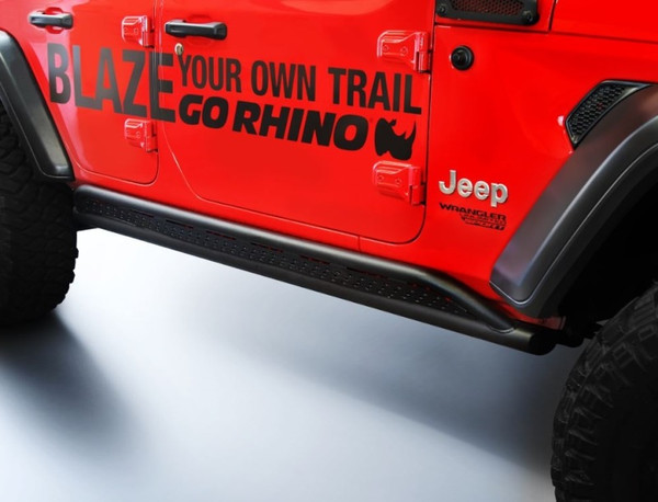 Go Rhino Frame Mount Sliders for 2018-2026 Jeep Wrangler JLU JL, Textured Black - Part #FS4506T