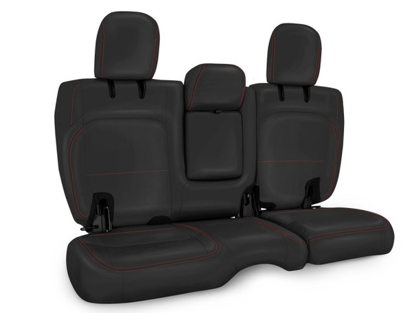 PRP 2018-2025 Jeep Wrangler JLU/4 Door Rear Bench Cover w/ Leather Interior - Black w/ Red Stitching - B044-01