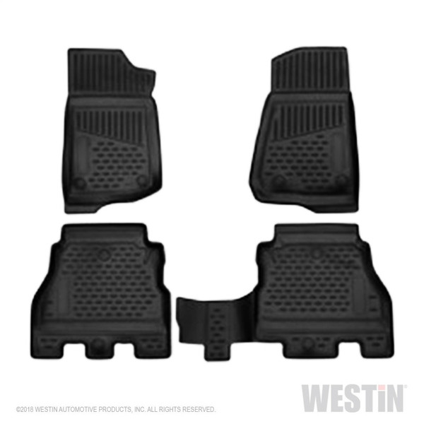 Westin 2018-2025 Jeep Wrangler JLU 4dr Profile Floor Liners Front & 2nd Row - Blk - 74-21-51009
