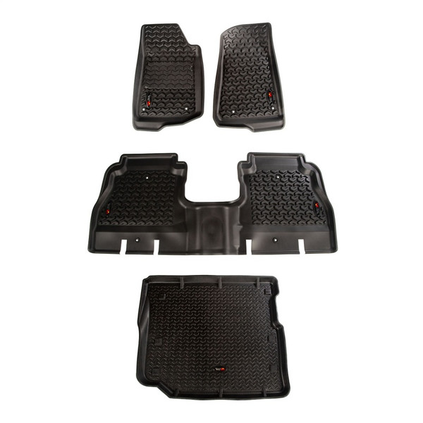 Rugged Ridge Floor Liner Front/Rear/Cargo Black 2018-2025 Jeep Wrangler JL 4 Dr - 12988.05