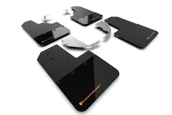 Rally Armor 2021-2023 Ford Bronco (Steel Bmpr - NO Rptr/Sprt - NO RR/RB) Blk Mud Flap w/Cy Orange Logo
