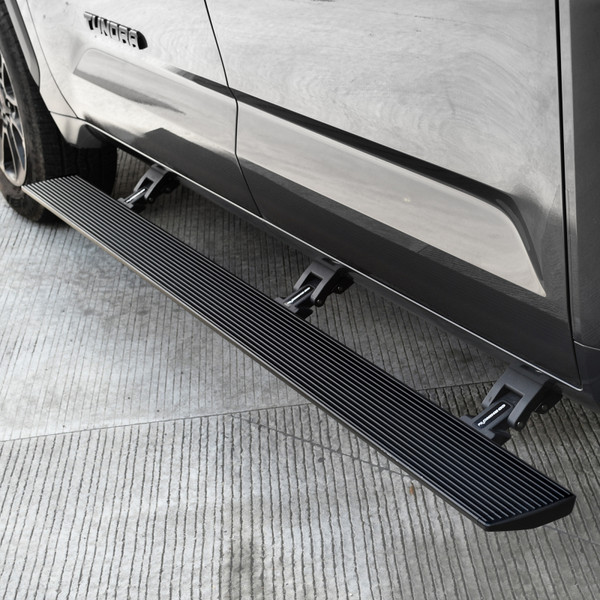 Go Rhino E-BOARD E1 Electric Running Boards for 2022-2026 Toyota Tundra CrewMax Cab, Textured Black - Part #20443587PC