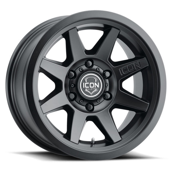 ICON Rebound Satin Black Wheel 17x8.5 | 5x127 BC (5x5) | -6 Offset - fits Jeep Wrangler JL 2018-2026, Jeep Wrangler JK 2007-2018, Jeep Gladiator JT 2020-2026, Jeep Commander 2006-2010, Chevrolet C/K1500 2WD 1967-1998, and 7 more