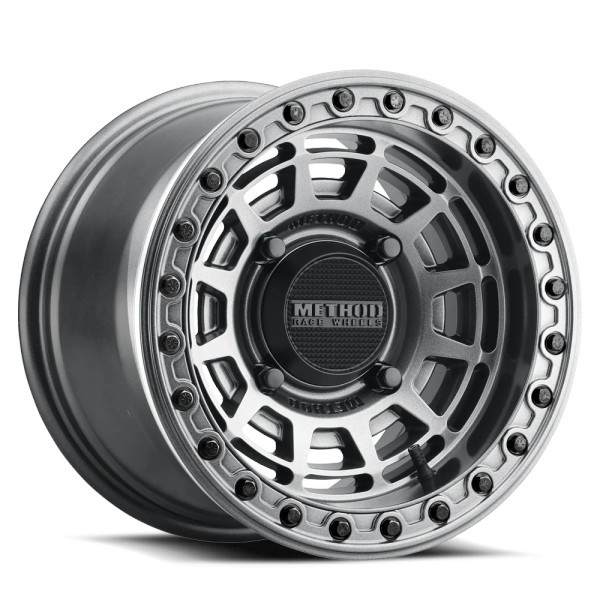 Method MR415 UTV Polaris Beadlock 15x7 / 5+2/38mm Offset / 4x156 / 132mm CB Graphite Wheel - Gloss Graphite Ring