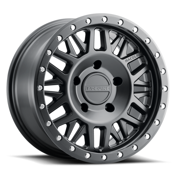 Raceline 951B Ryno Satin Black Wheel 17x9 | 5x127 BC (5x5) | -12 Offset - fits Jeep Wrangler JL 2018-2026, Jeep Wrangler JK 2007-2018, Jeep Gladiator JT 2020-2026, Jeep Commander 2006-2010, Chevrolet C/K1500 2WD 1967-1998, and 7 more