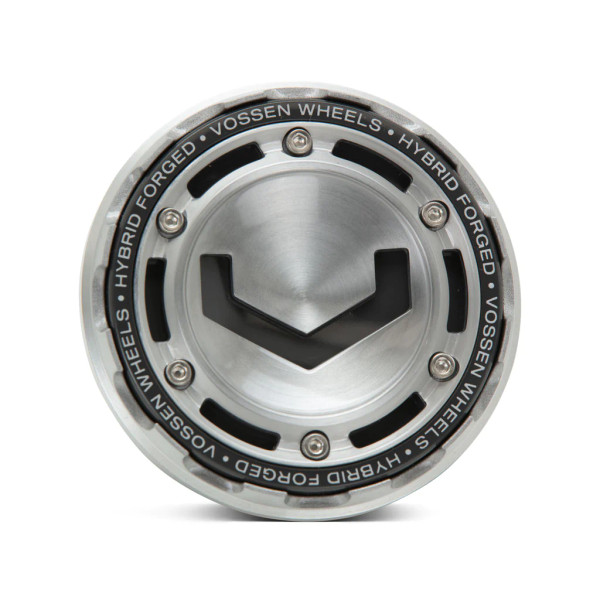 Vossen Billet Modular Center Cap - Large (for 6-Lug Vehicles) - Brushed w/ Grey Insert (CAP-MBC-LG-MS) - genuine Vossen center cap