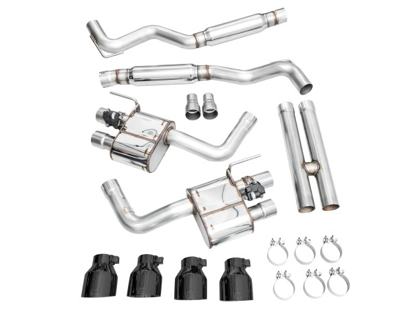 AWE 2024-2025 Ford Mustang Dark Horse S650 RWD SwitchPath Catback Exhaust w/ Quad Diamond Black Tips - 3025-43375