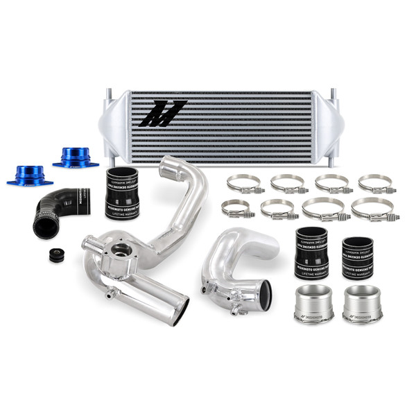 Mishimoto Intercooler, Polished | 2021-2026 2.3L Bronco Stock Location with Pipes and SIlver Core | MMINT-BR23-21KPSL