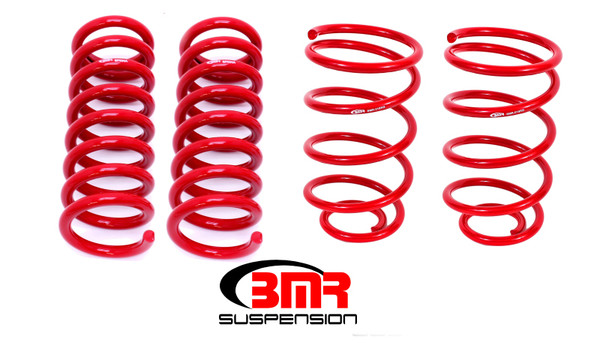Shop in-stock special deals on BMR 1964-1966 Grand Sport | Skylark | El Camino | Chevelle | Malibu | Monte Carlo | Cutlass | 442 | Lemans | GTO (A-Body) Lowering Spring Kit (Set Of 4) - Red - SP033R from JustBoltOns.com. Military & First Responder Discounts Available.