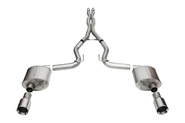Corsa Sport 3.0in Cat-Back Exhaust 4.5in Polished Straight Tips | 2024+ Mustang GT Coupe (w/o Active Valves) - 21255