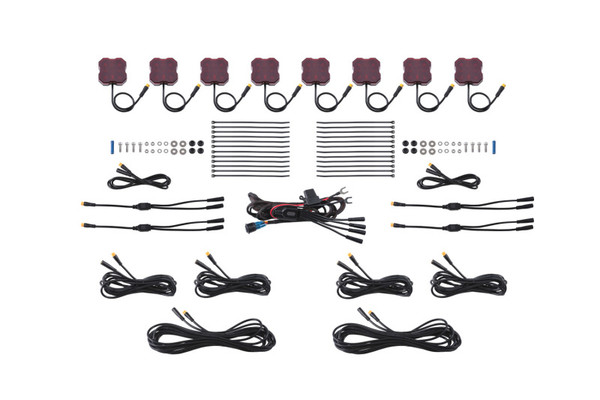 Diode Dynamics Stage Series Single Color LED Rock Light - Red M8 (8-pack)