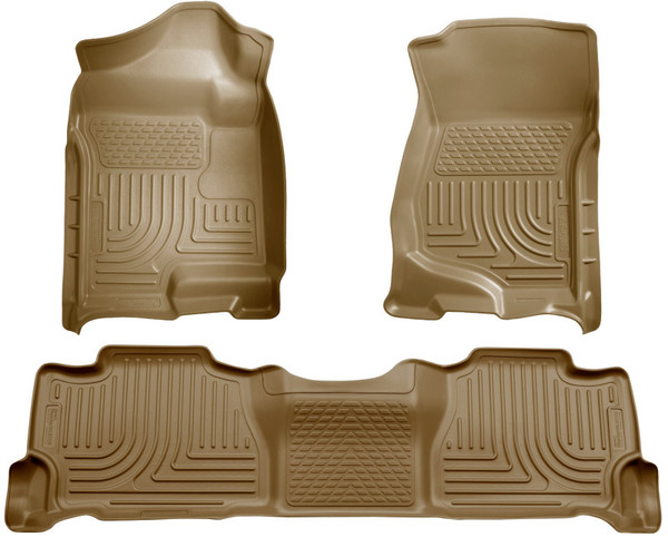 Husky Liners WeatherBeater Front/2nd Row Floor Liners, Tan for 2007-2013 GM Escalade ESV/Avalanche/Suburban - Part #98263