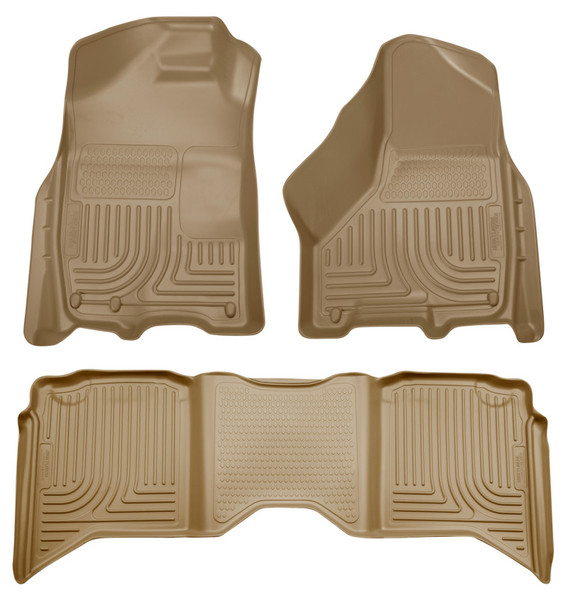 Husky Liners WeatherBeater Combo Floor Liners, Tan for 2009-2024 Dodge Ram 1500/2500/3500 Crew Cab - Part #99003