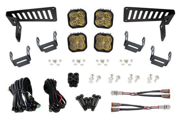 Diode Dynamics 2018-2025 Jeep JL Wrangler/Gladiator SS3 Cowl LED Bracket Kit - Yellow Pro