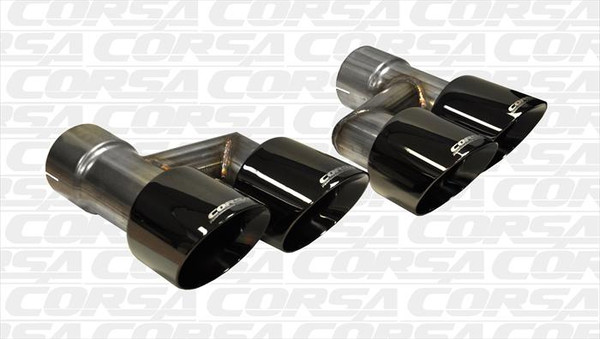 Corsa 14333BLK Black Twin 4.0" Dual Rear Tip Kit for 2015-2017 Ford Mustang GT Coupe 5.0L V8