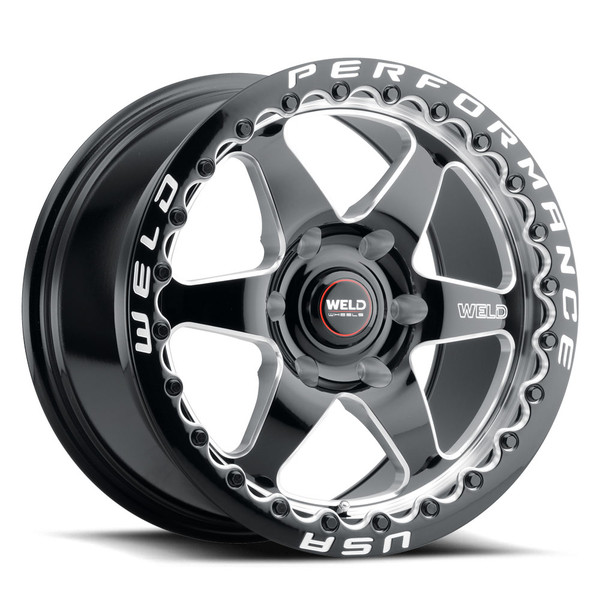 WELD Ventura 6 Beadlock Drag Gloss Black Wheel with Milled Spokes 17x11 | 6x127 BC (6x5) | +36 Offset | 7.375 Backspacing - S90971181P36  for 2006, 2007, 2008, 2009 Chevrolet TrailBlazer SS