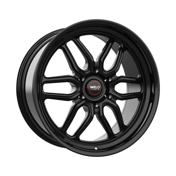 WELD Laguna 6 Drag Gloss Black Wheel with Milled Spokes 17x7 | 6x139.7 BC (6x5.5) | +0 Offset | 4.00 Backspacing - S15377084P00 for 1999, 2000, 2001, 2002, 2003, 2004, 2005, 2006, 2007, 2008, 2009, 2010, 2011, 2012, 2013, 2014, 2015, 2016, 2017, 2018, 2019, 2020, 2021, 2022, 2023, 2024 Chevrolet Silverado 1500, GMC Sierra 1500.