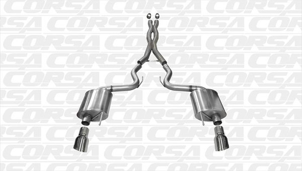Corsa 14332 Sport Polished Single 4.5" Dual Rear Cat-Back for 2015-2017 Ford Mustang GT Coupe 5.0L V8