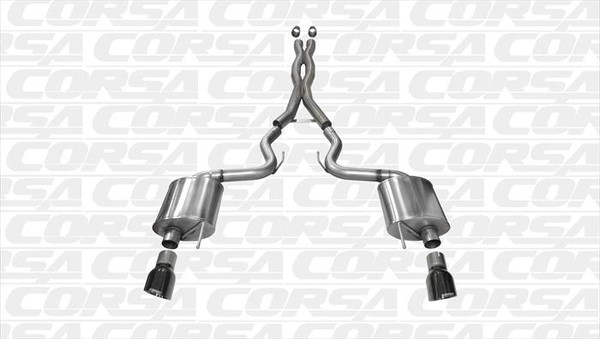 Corsa 14332BLK Sport Black Single 4.5" Dual Rear Cat-Back for 2015-2017 Ford Mustang GT Coupe 5.0L V8