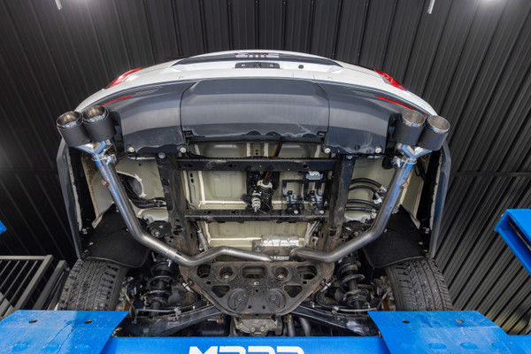 MBRP Armor Pro 3” Street Cat-Back Exhaust (S50593CF) for 2021–2025 Suburban & Yukon XL (5.3L / 6.2L). T304 stainless, dual split 2.5” carbon-fiber tips, lifetime warranty, street profile tone, direct-fit.