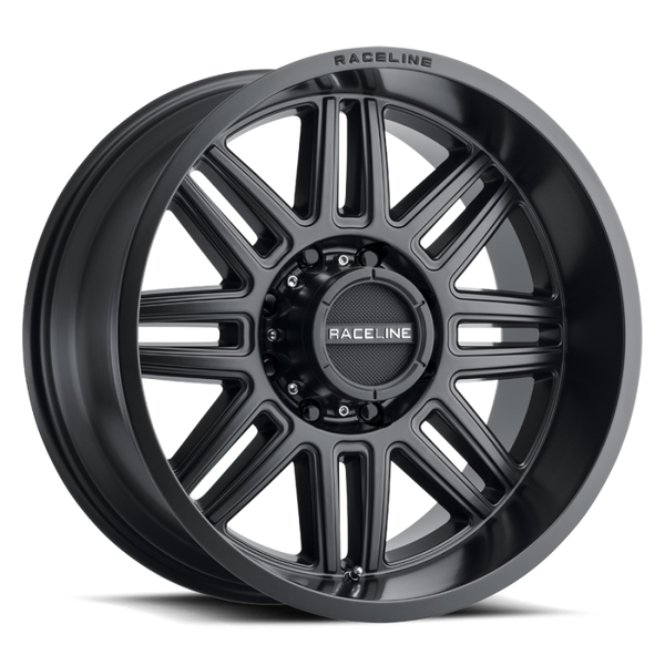 Raceline 948B Split Satin Black Wheel 20x9 | 8x180 BC | +18 Offset - fits Chevrolet Silverado 2500HD 2011-2026, Chevrolet Silverado 3500HD SRW 2011-2026, GMC Sierra 2500HD 2011-2026, GMC Sierra 3500HD SRW 2011-2026