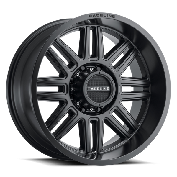 Raceline 948B Split Satin Black Wheel 20x10 | 8x180 BC | -19 Offset - fits Chevrolet Silverado 2500HD 2011-2026, Chevrolet Silverado 3500HD SRW 2011-2026, GMC Sierra 2500HD 2011-2026, GMC Sierra 3500HD SRW 2011-2026