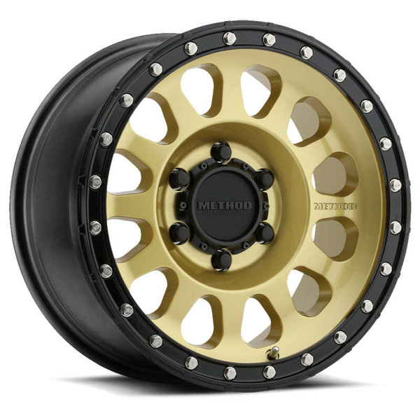 Method Race Wheels Method MR315 Gold Wheel 20x10 | 8x180 BC | -18 Offset - fits Chevrolet Silverado 2500HD 2011-2026, Chevrolet Silverado 3500HD SRW 2011-2026, GMC Sierra 2500HD 2011-2026, GMC Sierra 3500HD SRW 2011-2026