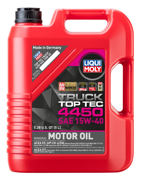 LIQUI MOLY 5L Top Tec Truck 4450 Motor Oil SAE 15W40 - Case of 4