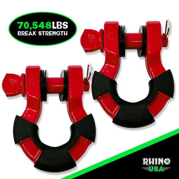 Rhino USA 8 Ton Super Shackle 2-Pack Red recovery gear product photo