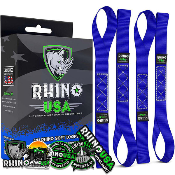 Rhino USA Soft Loops Motorcycle Tie-Down Set 4-Pack Blue recovery gear product photo