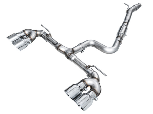 AWE Tuning MK8 2022-2026 Volkswagen Golf R 3in Track Edition Quad Exhaust | Chrome Silver Tips | 3020-42658