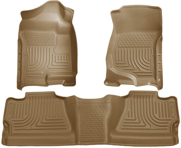 Husky Liners WeatherBeater Combo Floor Liners, Tan for 2007-2012 Chevy Silverado/GMC Sierra Crew Cab - Part #98203