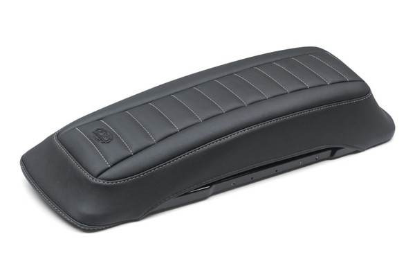 Mustang Motorcycle 1997-2013 HD FL Touring Saddlebag Deluxe Tour-Pak Lid Covers Black w/ Grey Stitching product photo