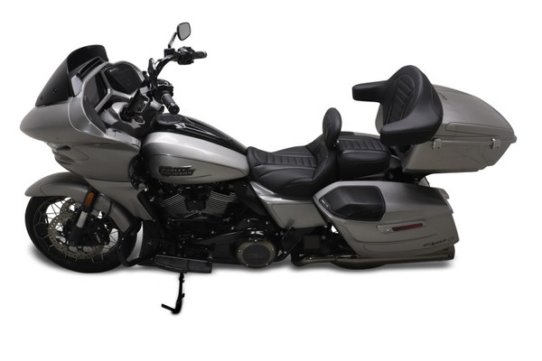 Mustang Motorcycle 2023-2025 Harley Davidson CVO Rd Glide(ST), 2024 Rd Glide and Str Glide Deluxe Pass Deluxe Seat Black/Gray Stitch product photo