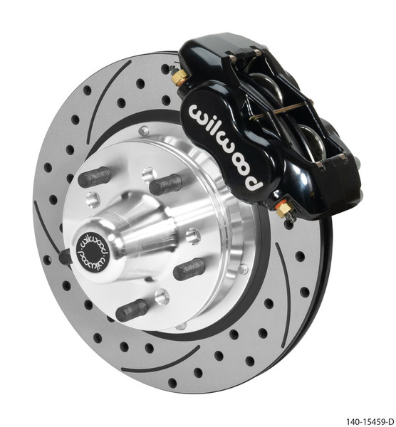 Wilwood Forged Dynalite Pro Front Kit 11.00in Rotor 5x4.00in BC 65-72 SRP Drilled & Slotted - Black - wil140-15459-D