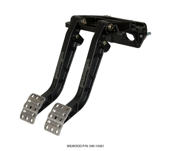 Wilwood Adjustable-Tandem Dual Pedal - Brake / Clutch - Fwd. Swing Mount - 7.0:1 - Black E-Coat - wil340-14361