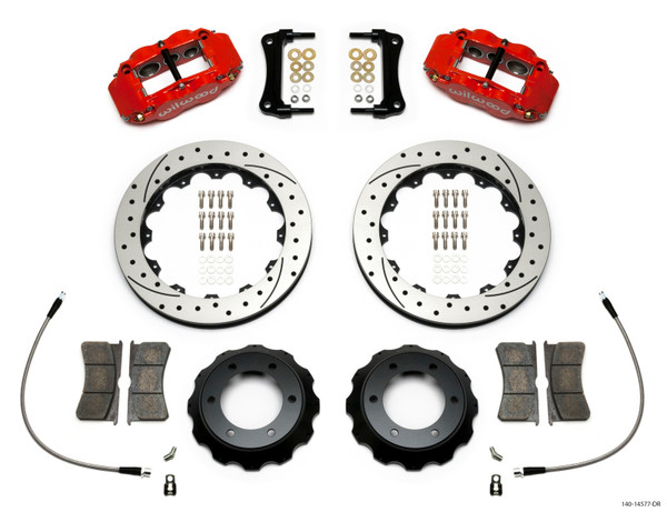 Wilwood Narrow Superlite Red 6R Front Kit 12.88in Drilled Rotor w/ Lines 05-15 Toyota Tacoma - wil140-14577-DR